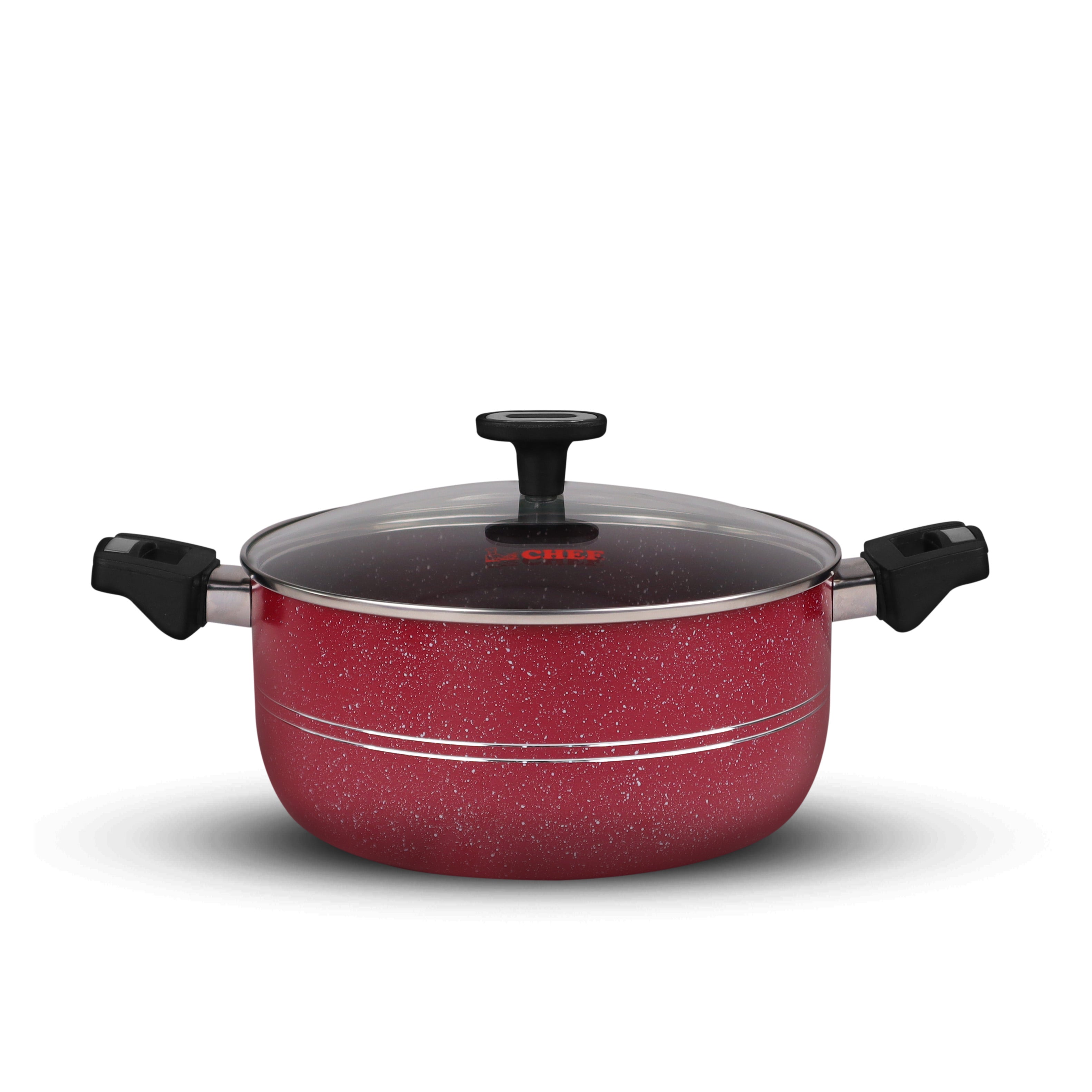 nonstick casserole cooking pan and pot with glass lid double side handle at best price in Pakistan - majestic chef cookware