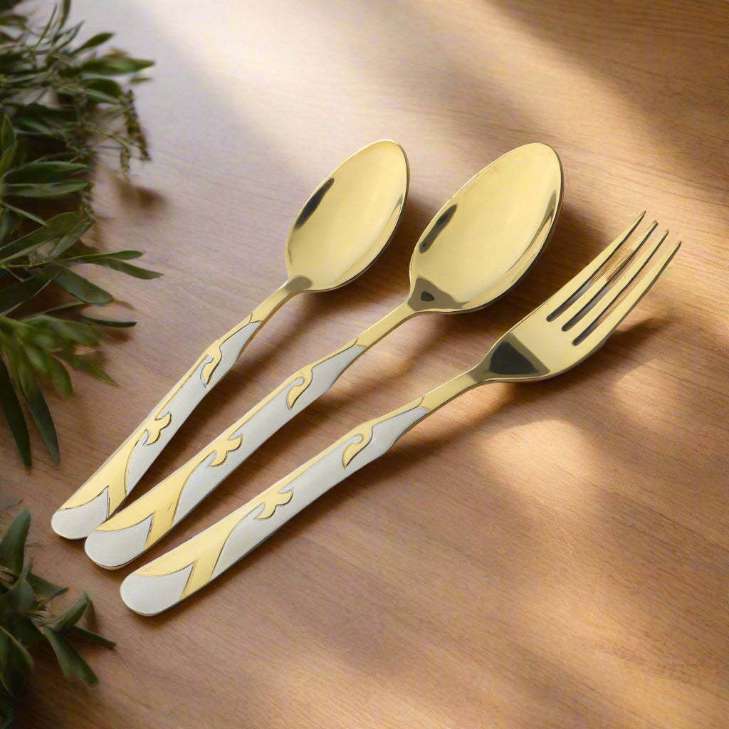 Stainless Steel PVD Coated 28 Pcs Cutlery Set – Premium Elegance for Your Dining Table - majestic chef