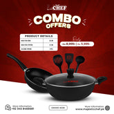 Nonstick Wok + Nonstick Frying Pan + Silicon Spoon 3 Pcs - Combo Offers