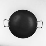 Chef High Quality Heavy Guage Iron Karahi 30 cm With Chrom Handle - 1.6kg - majesticchef.pk