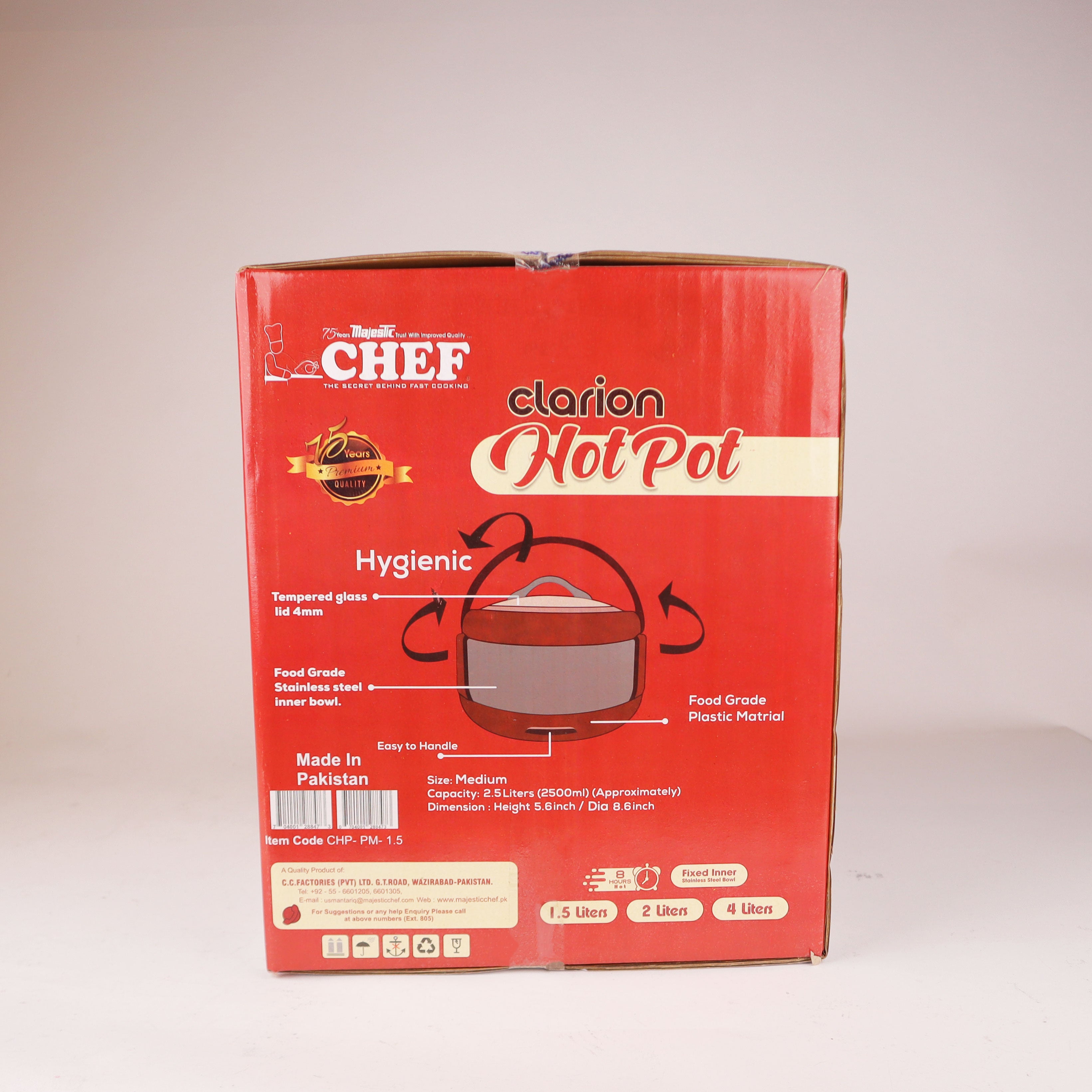 majestic best quality hot and cold 3 pcs clarion hot pot set 3 pcs with glass lid - majesticchef.pk