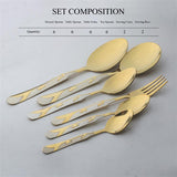 dessert spoons, table spoons, table fork, tea spoons, serving spoons, pvd coating premium quality steel life time coating guaranteed. majestic chef