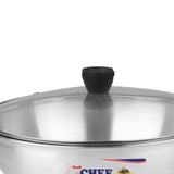 Majestic premium quality silver steel cooking pot with glass lid steel karai at low price big sale