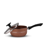 nonstick casserole sauce pan and pot with glass lid long handle, milk pan milk boiler at best price in Pakistan - majestic chef cookware