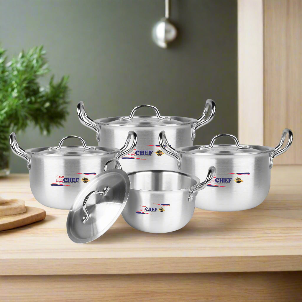 aluminum casserole set delish pot - metal finish cookware cooking pot set with silver lid at best price in Pakistan - majesticchef.pk