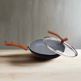 Chef Granito Series 3 Layer Marble Coating Nonstick Frying Pan With Glass Lid 24cm