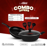 Nonstick Wok + Nonstick Frying Pan + Silicon Spoon 3 Pcs - Combo Offers
