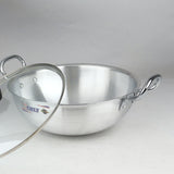 Majestic premium quality silver steel cooking pot with glass lid steel karai at low price big sale