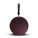 nonstick tawa / paratha pan single handle maroon color best marble coating PTFE at best price from best cookware brand - majestic chef cookware