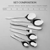 Majestic 11 Guage Cutlery Set Includes:
6 Table Spoons
6 Table Forks
6 Dessert Spoons
6 Tea Spoons
6 Table Knives
2 Curry Serving Spoons
2 Rice Serving Spoons