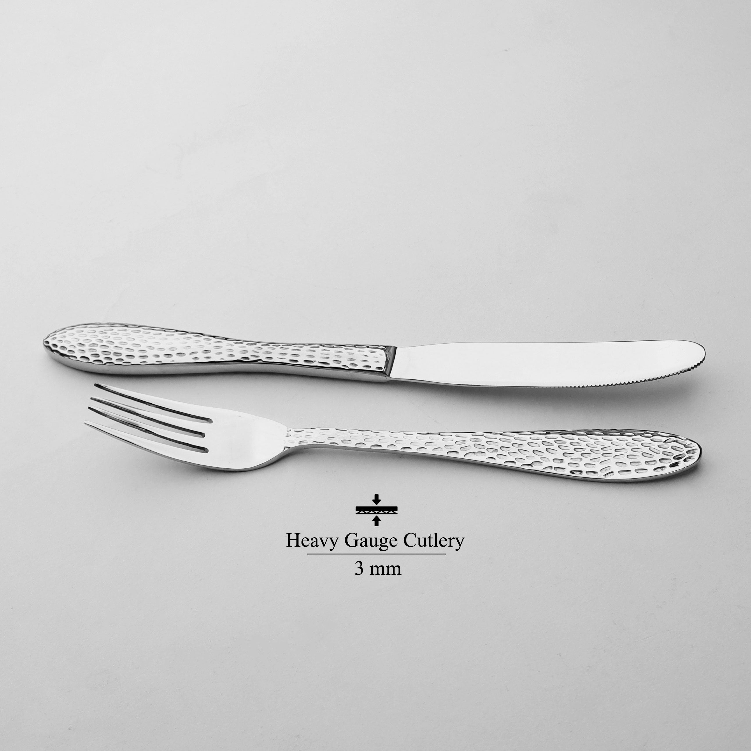 11 guage heavy guages stainless steel hammer shape complete kitchen cutlery set - table knife and table fork at best online price in Pakistan - majesticchef.pk