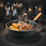 Chef Non Stick Mild Steel Heavy Weight Long Handle Wok Kadahi 26 cm - Clearance Sale