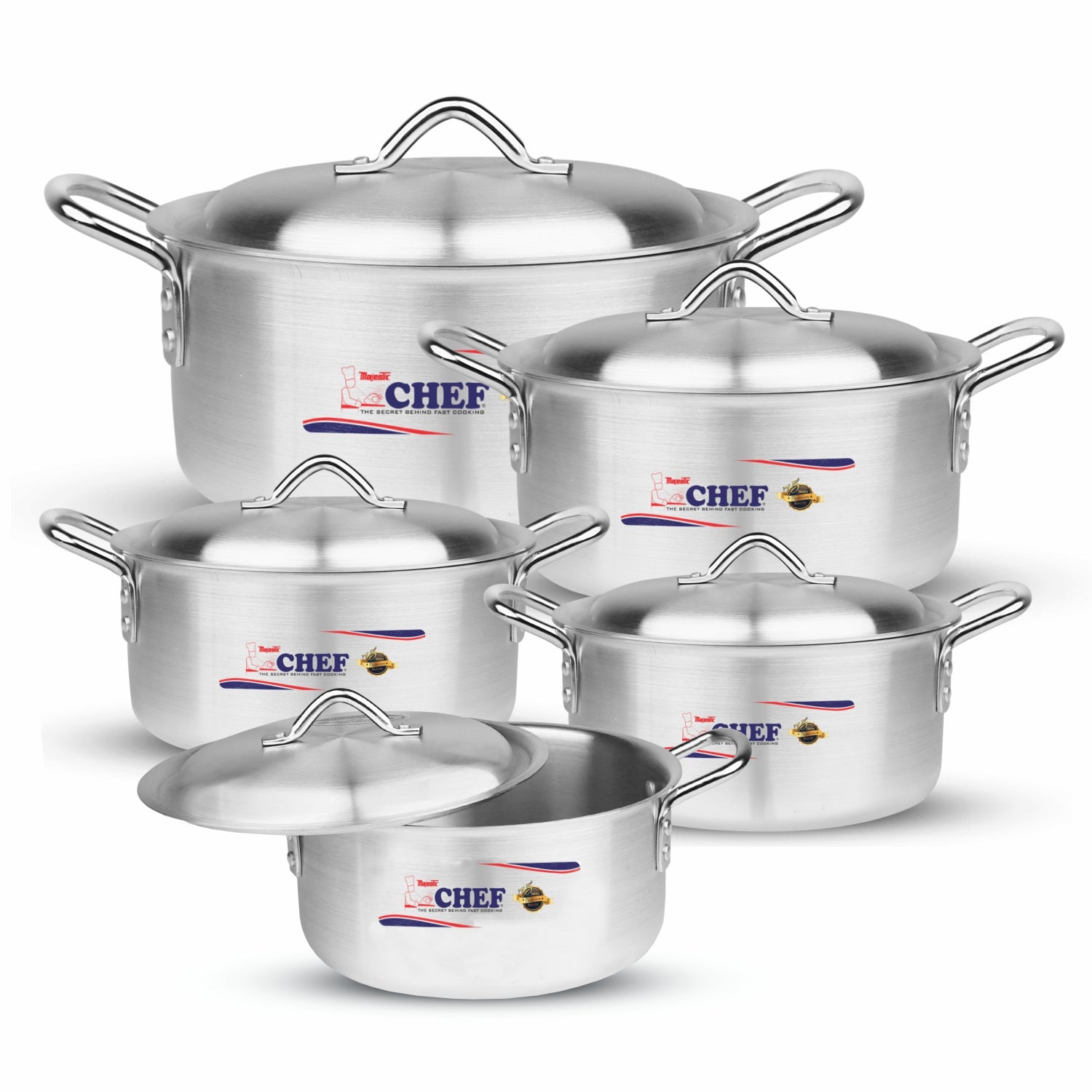 5 pcs aluminum cooking pot set from Pakistan's best cookware brand at reasonable prices - majestic chef