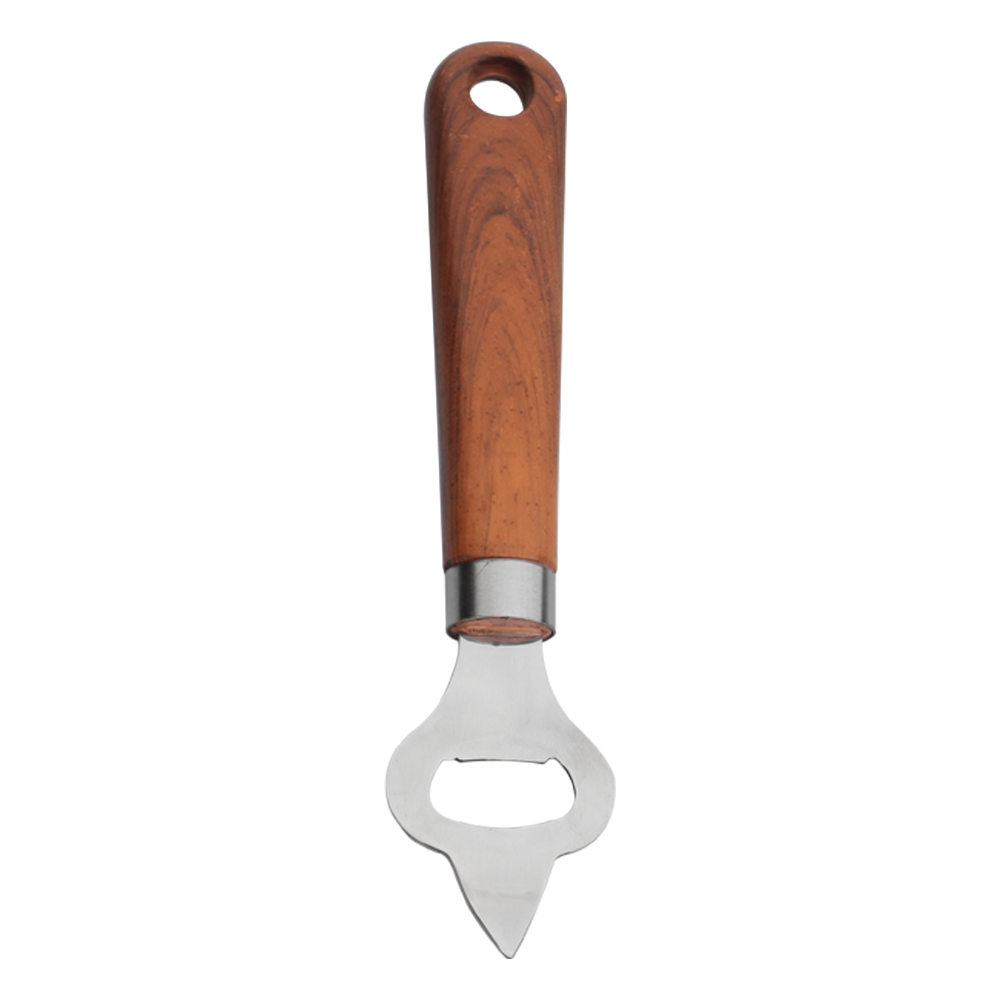 Durable Bottle Opener with Wooden Texture Handle, perfect for easy opening of bottles, combining functionality with a stylish, ergonomic design.