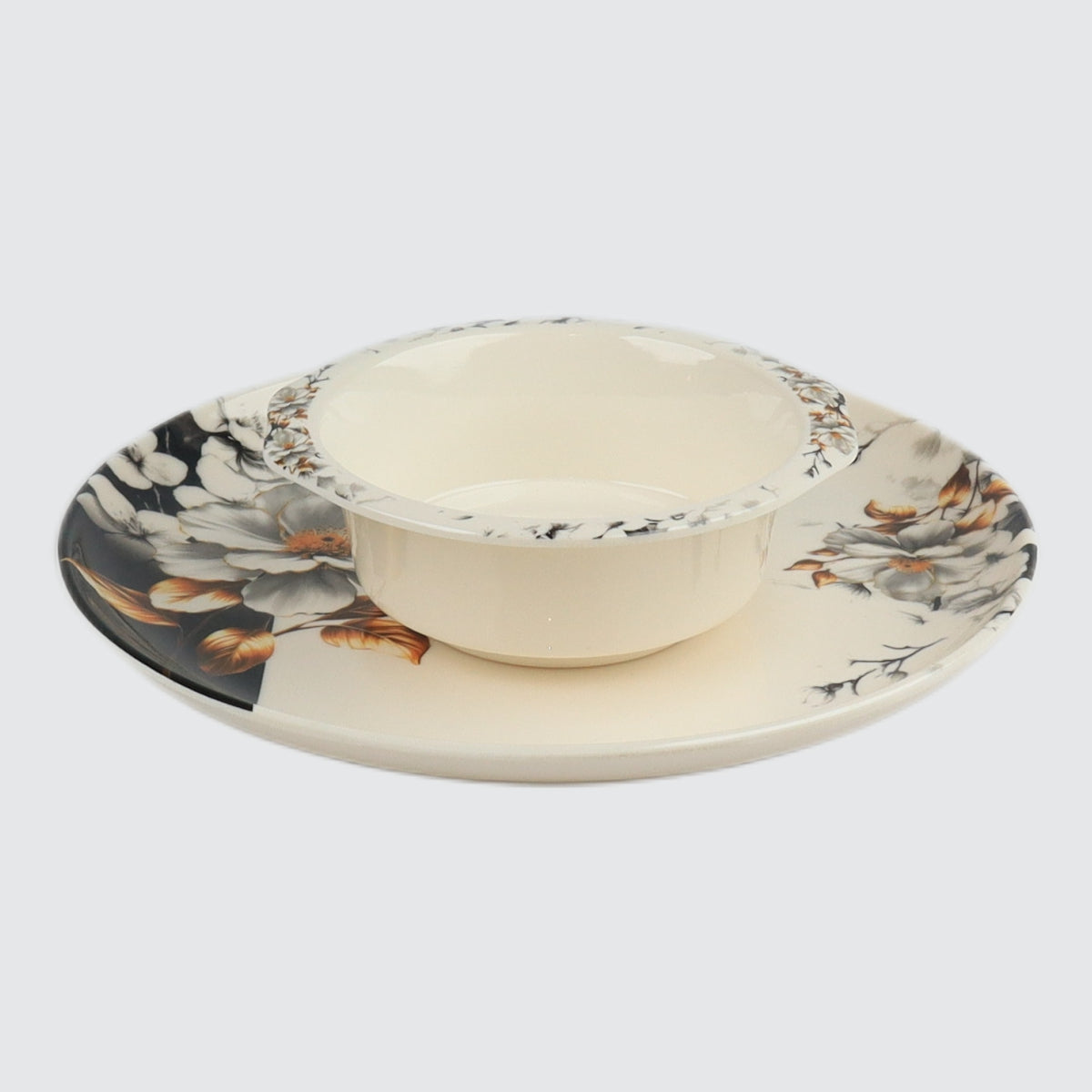 Premium melamine dinner set with crystal-coated finish by Majestic Chef – top cookware brand in Pakistan offering durable and elegant dinnerware.