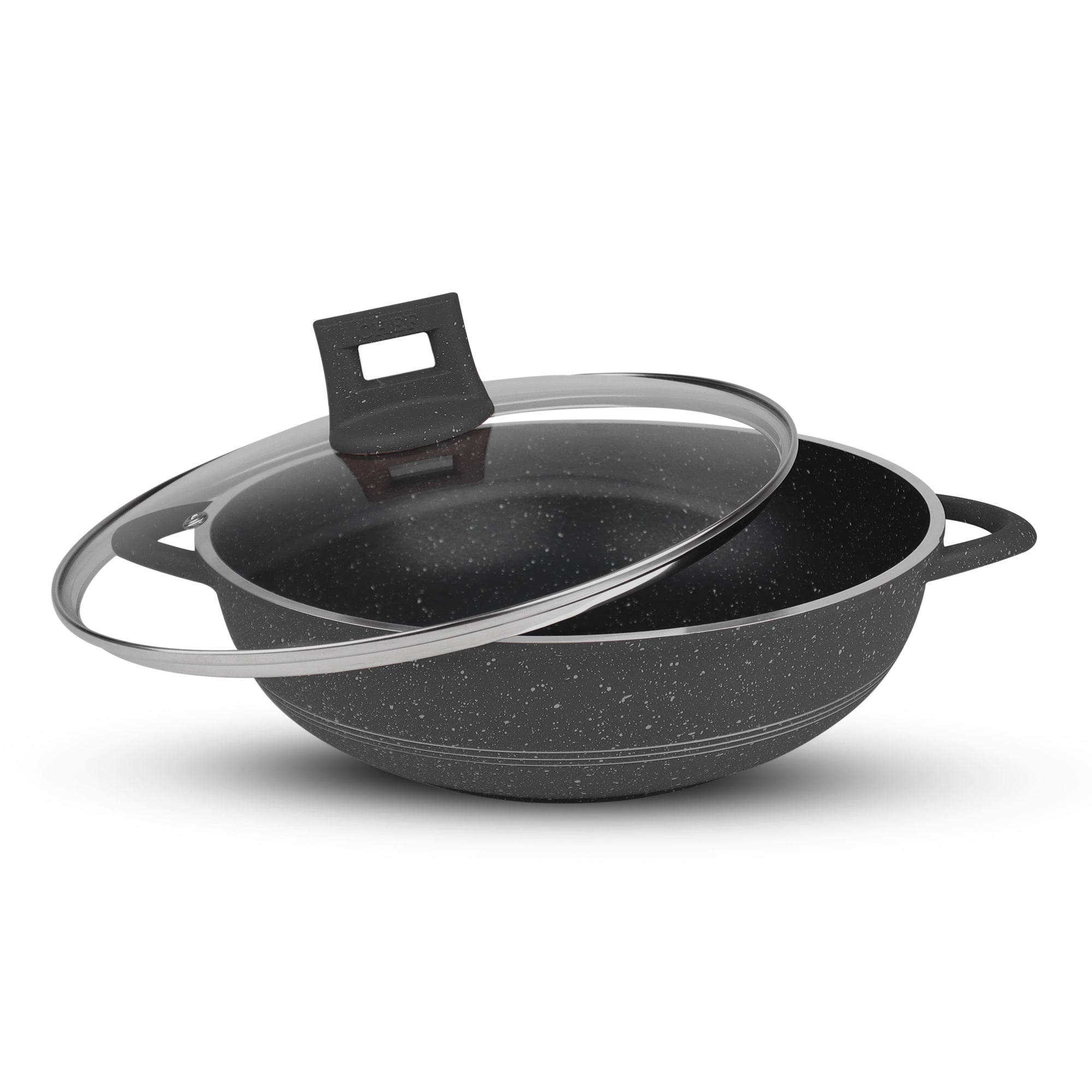 Majestic Chef Marble Coating DIE CAST NON STICK COOKWARE SET-(08PCS) - Black - Budget Pack