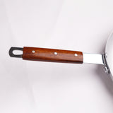 metal finish tested material aluminum roung cooking pan frying pan wooden handle 3mm thickness - majesticchef.pk