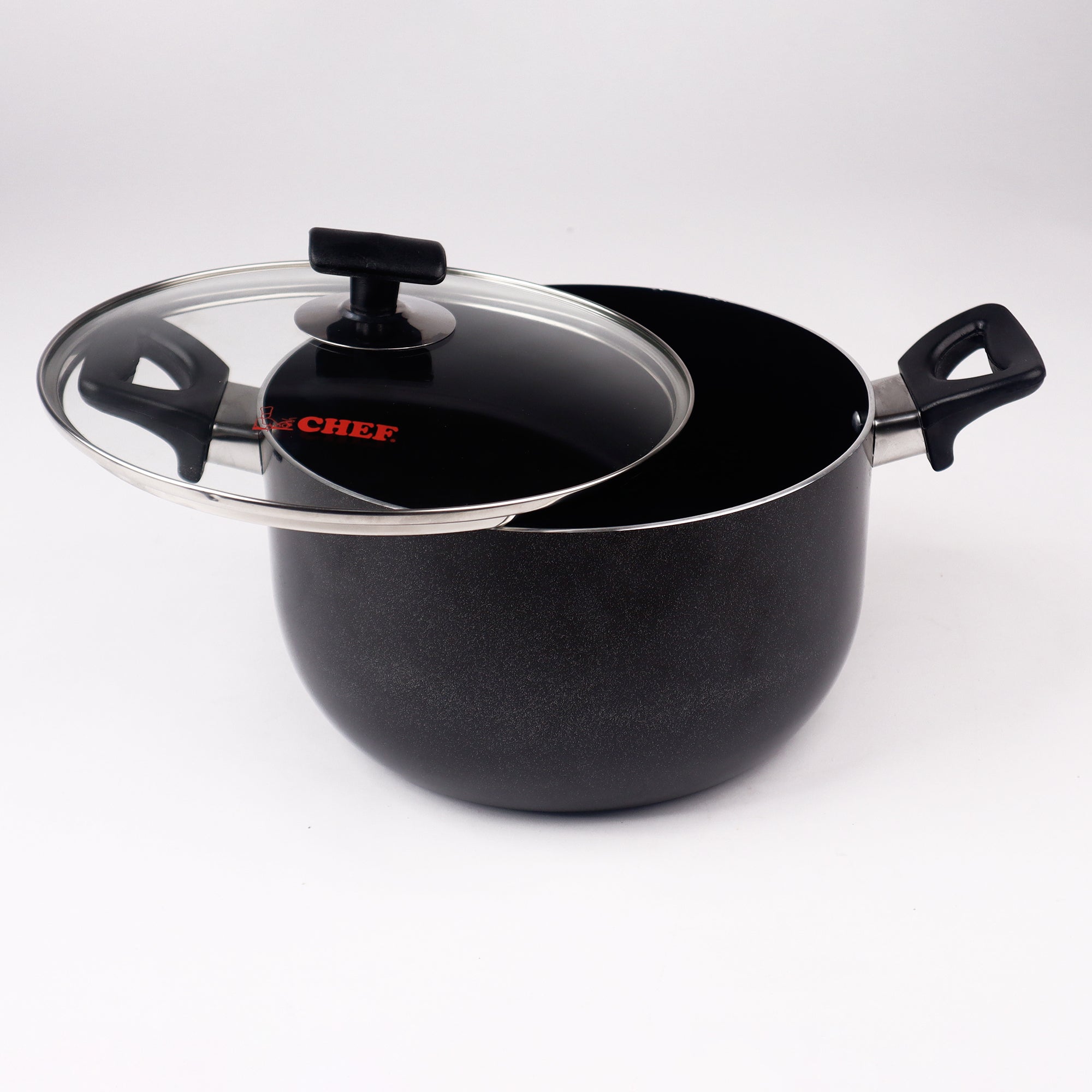 silver steel nonstick cooking pan nonstick cookware with glass lid - majestic chef cookware