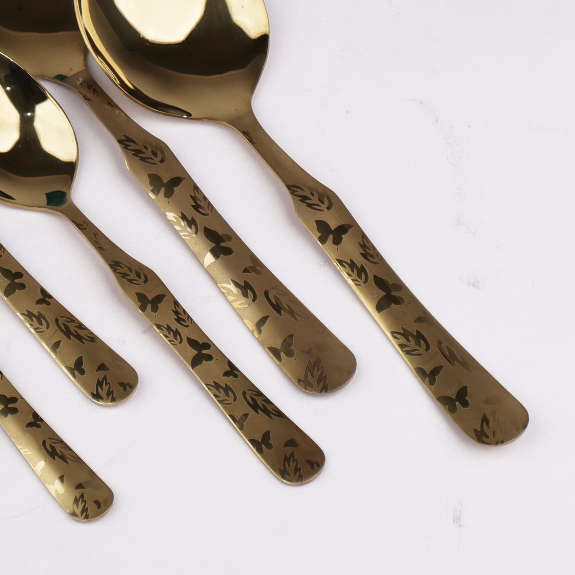 Chef Stainless Steel 28 Pcs PVD Coating Gold Plated Cutlery Gift Box Set - Butterfly Design