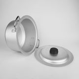 best aluminum cookware brand, 4 pcs metal finish casserole cooking pot set, heavy gauge silver steel lid with bakelite knobe, extra handles for safety, chef cookware