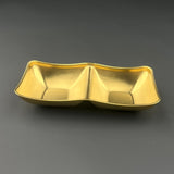 Majestic Chef Korean Soy Sauce PVD Gold Plate — Stainless Steel Dipping Dish Divided Appetizer Sushi 2 Compartments - KOREAN