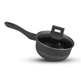 Majestic Chef Marble Coating DIE CAST NON STICK COOKWARE SET-(08PCS) - Black - Budget Pack