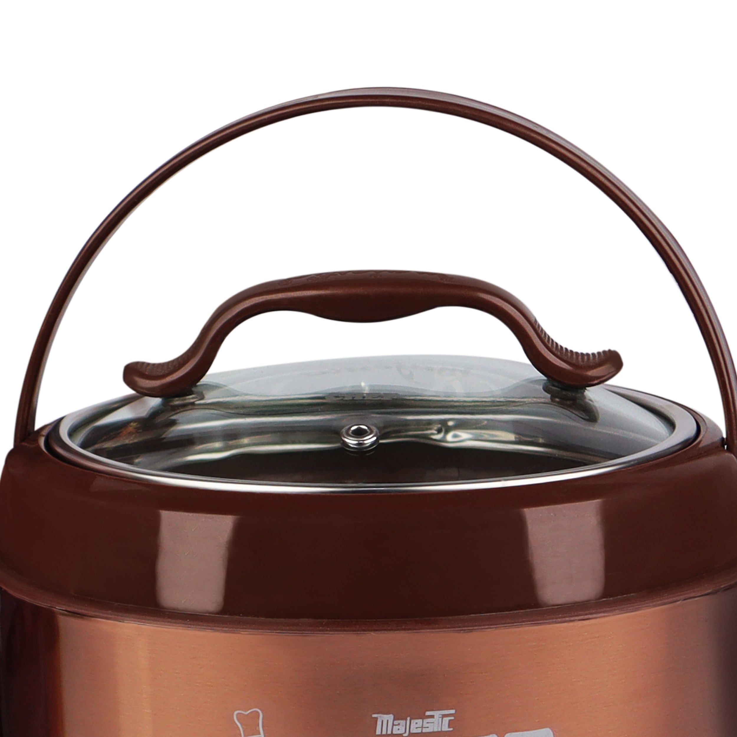Majestic Chef Stainless Steel Hot Pot With Glass Lid - Brown - Small 1 L
