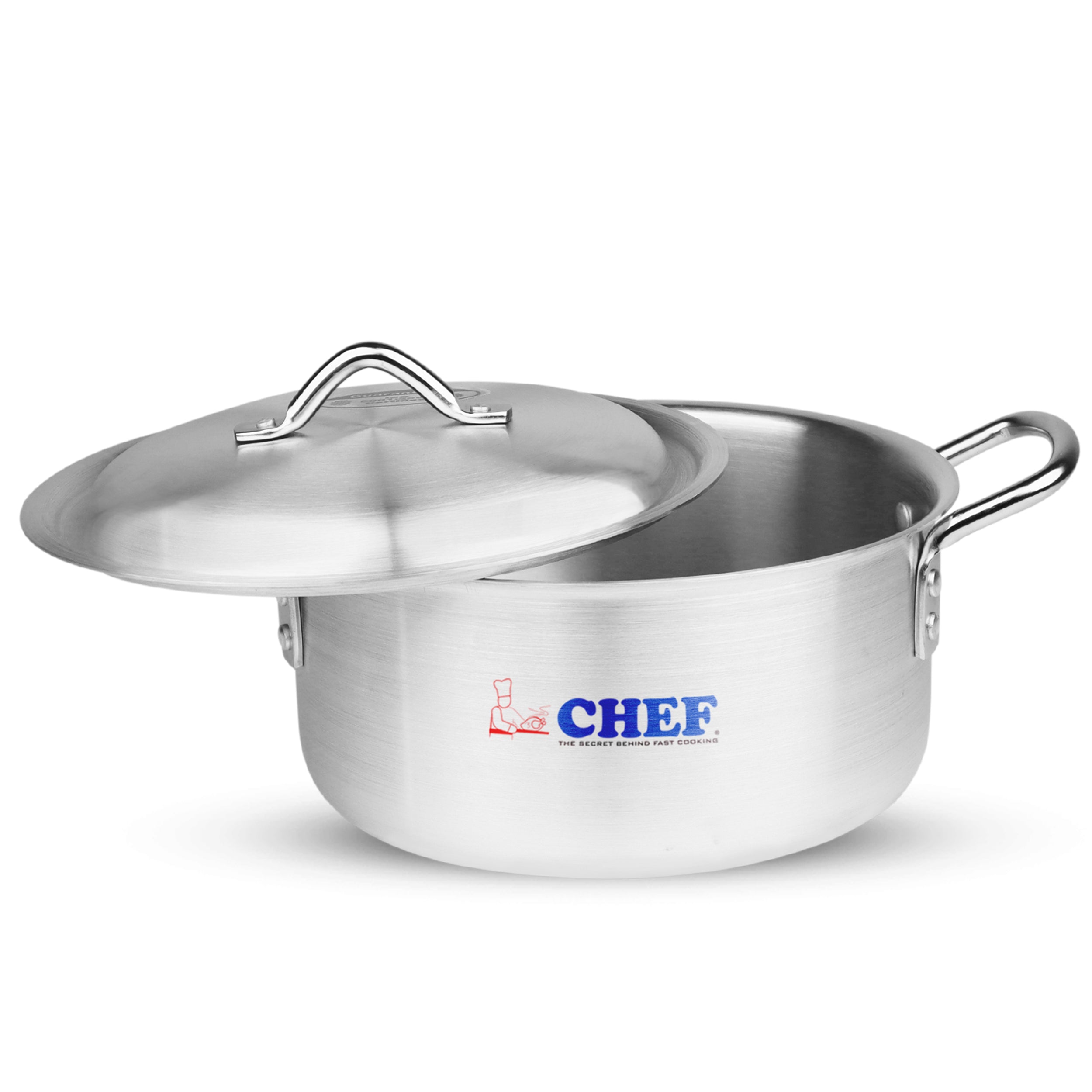 Premium quality silver steel cooking pots with aluminum lid