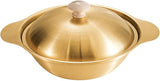 Majestic Chef Stainless Steel Gold Plated WOK with Double Handles and Lid - KOREAN