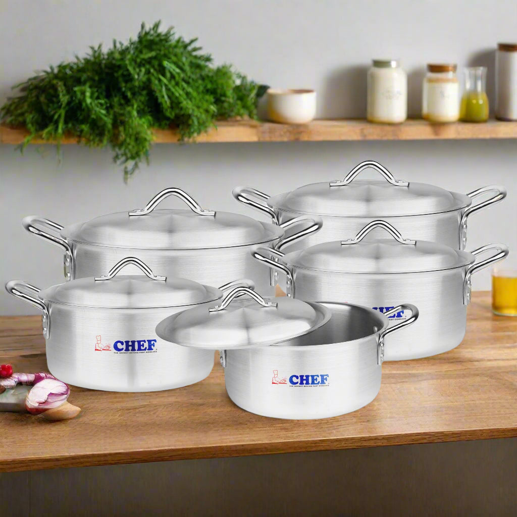 Best Aluminum Cookware 5 Pieces Royal Set / Pateeli Set - 14 cm to 22 cm-New