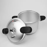 majestic chef metal finish pressure cooker with extra safety features including safety valve pressure cooker weight and safety pin-majestic chef cookwrae