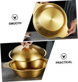 Majestic Chef Stainless Steel Gold Plated WOK with Double Handles and Lid - KOREAN