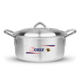 silver steel pateela cooking pot