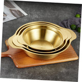 Majestic Chef Stainless Steel Gold Plated WOK with Double Handles and Lid - KOREAN