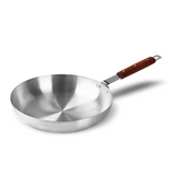 Aluminum cookware anodized frying pan with wooden grip handle