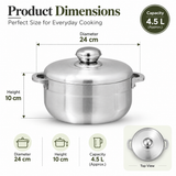 Chef Best Aluminum Export Quality Cooking Pot / Caldero Pot With Aluminum Lid 24 cm-Metal Finish