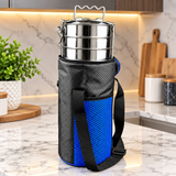 Majestic Chef 3 Layer Stainless Steel Leak-Proof Tiffin Box - Lunch Box Ideal for School, Work, or Travel with BAG