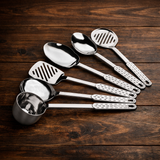 Stainless Steel 7 Pcs Serving Spoon Set With Stand
