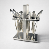 Chef 28 Pcs Stainless Steel Cutlery Set Special Edition Food Grade 304 Series -New Flower Design with Silver Tiffon Stand