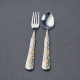 Chef 28 Pcs Stainless Steel Cutlery Set Special Edition Food Grade 304 Series -New Flower Design with Silver Tiffon Stand