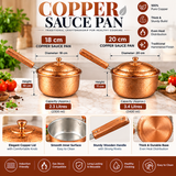 Copper Sauce Pan with Lid With Qali For Cooking Hammered Design