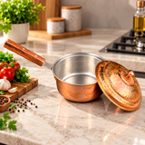 Copper Sauce Pan with Lid With Qali For Cooking Hammered Design