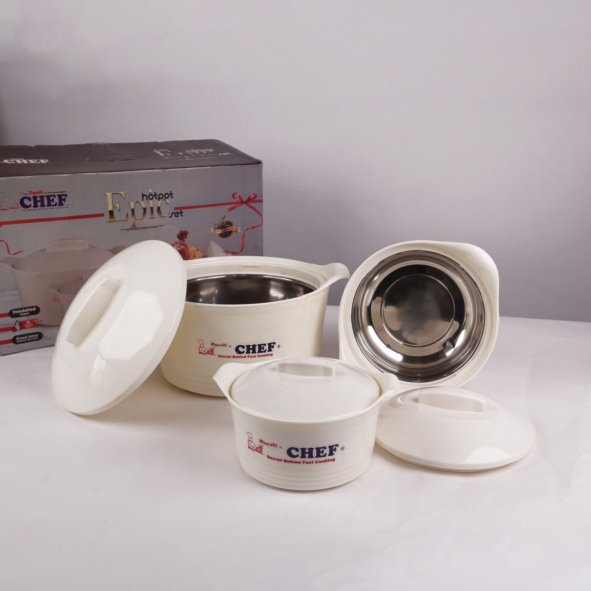 CHEF EPIC Series 3pcs Premium Quality Thermo Casserole Insulated / Hotpot Set - Insulated Food Warmer