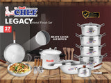 Majestic cookware best silver steel legacy metal finish cooking set 27 pcs aluminum gift set at low price in Pakistan from best cookware brand chef cookware