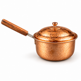 Copper Sauce Pan with Lid With Qali For Cooking Hammered Design