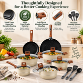 15 Pieces Nonstick Marble Coated Timber Series Gift Pack Set