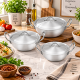 Chef Best Aluminum Wok / Karahi Set - 24/28 cm-Metal Finish-Metal Finish