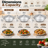 Chef Best Aluminum Wok / Karahi Set - 24/28 cm-Metal Finish-Metal Finish