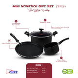 Majestic Premium Quality Mini Nonstick Gift Set 3 Pcs Kitchen Set - Pizza Pan Casserole & Milk Pan / Trio Series