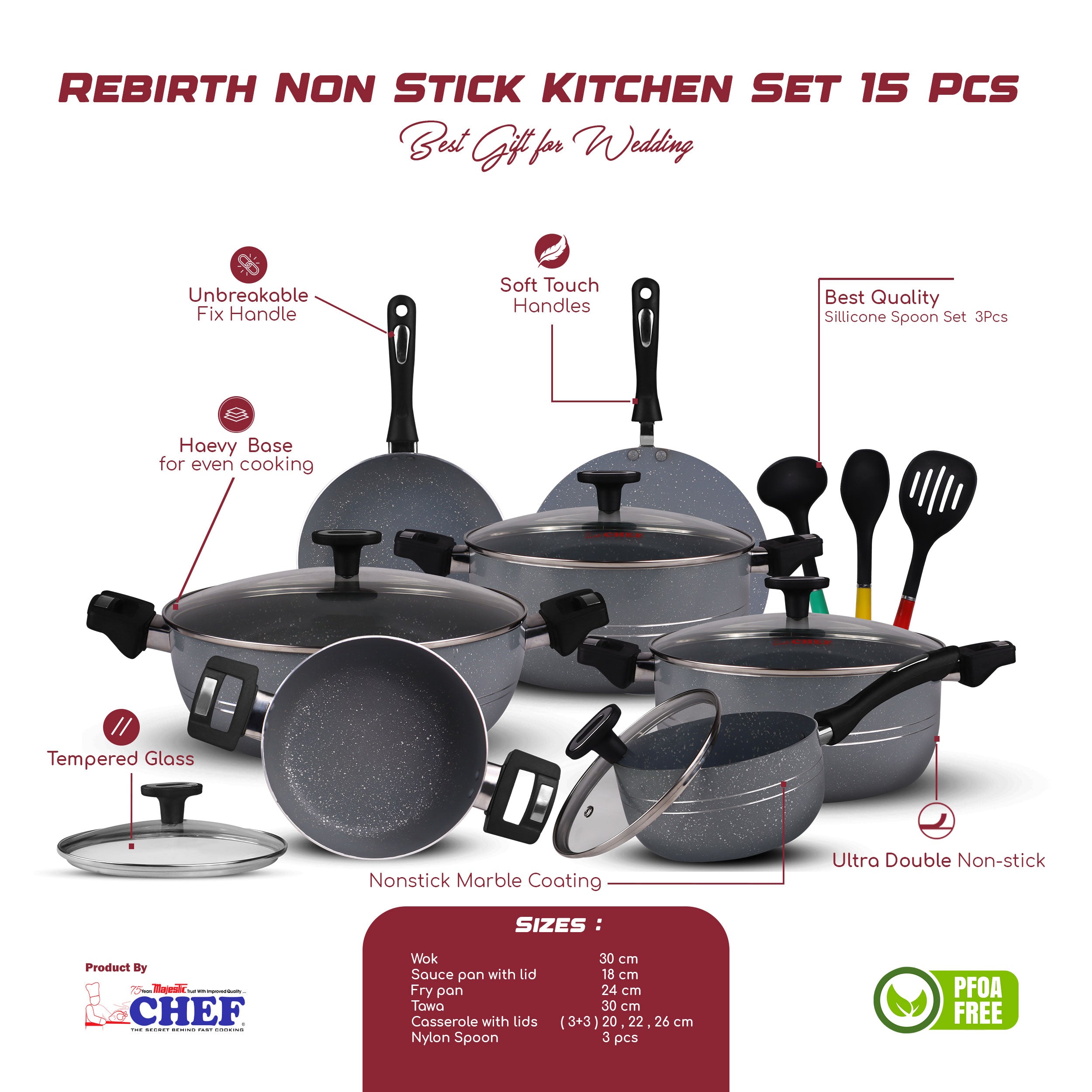 nonstick cookware cooking set complete range of kitchen at best price in Pakistan - majesticchef.pk
